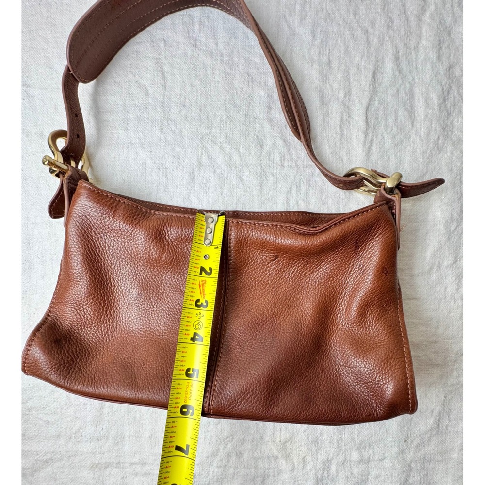 Vintage Liz Claiborne Cognac Brown Leather Y2K Small Shoulder Bag Gold Hardware - Picture 3 of 10